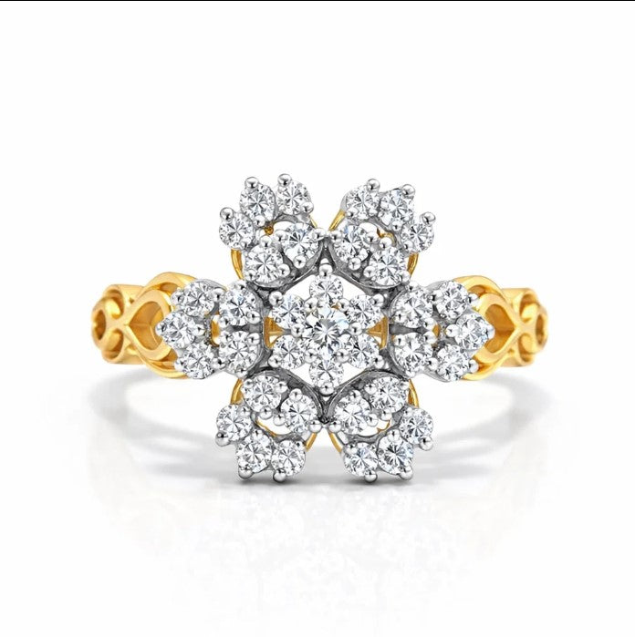 Fawaz Jewellers – VVS1 Diamond Cluster | 21K Yellow Gold | Royal Floral Design