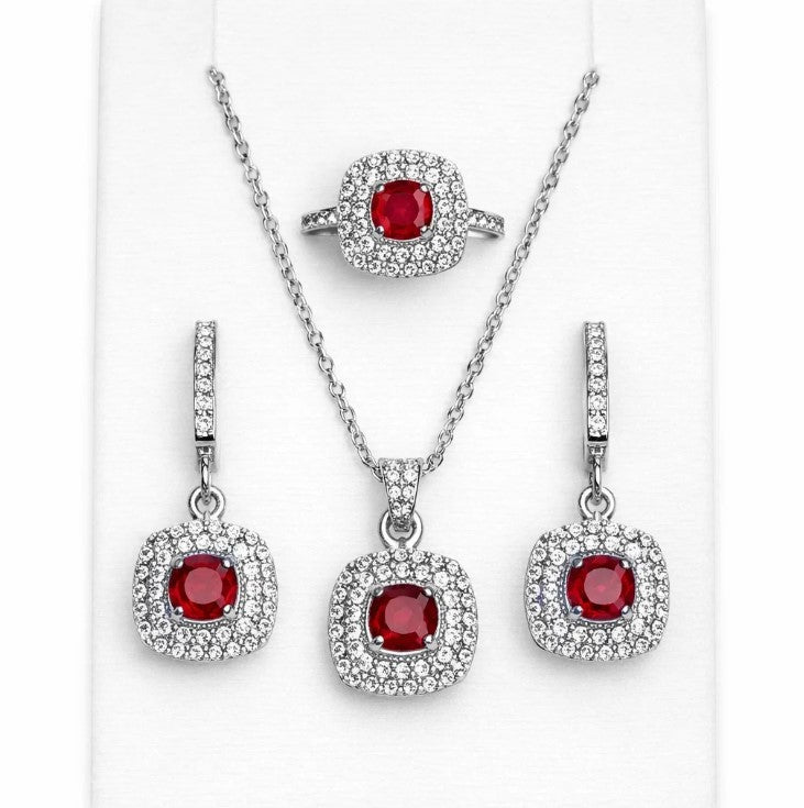 FJ 957 Royal Red Sterling Silver Necklace Set