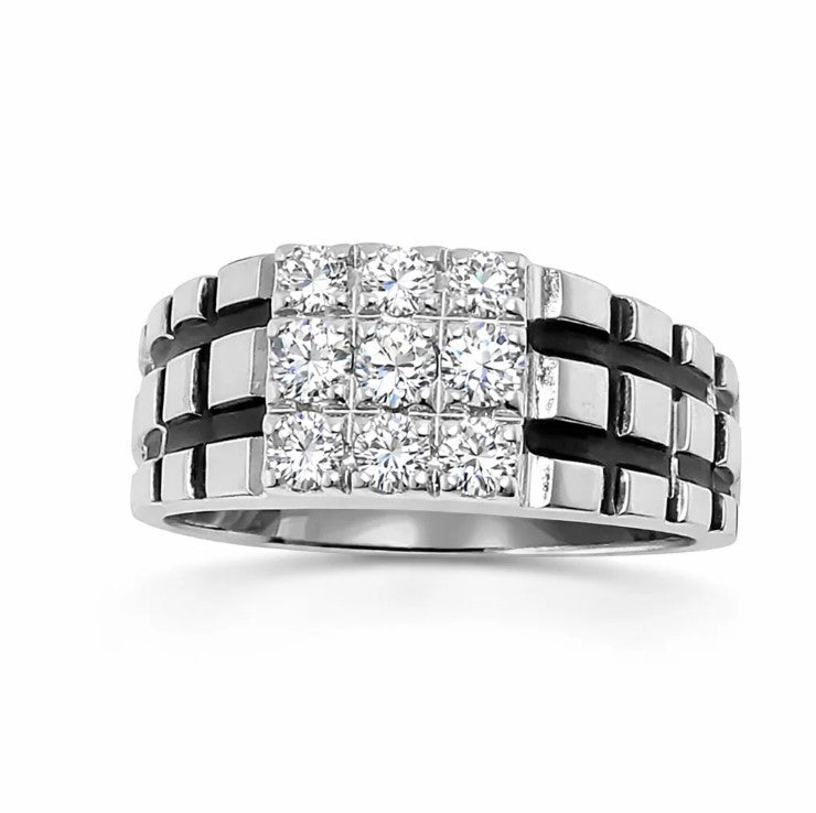 Fawaz Jewellers Royal Cluster Silver Ring – Bold Brilliance & Modern Luxury