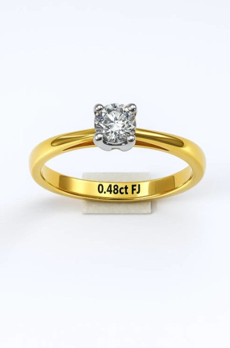 FJ 0.48ct Certified Diamond Gold Solitaire Ring