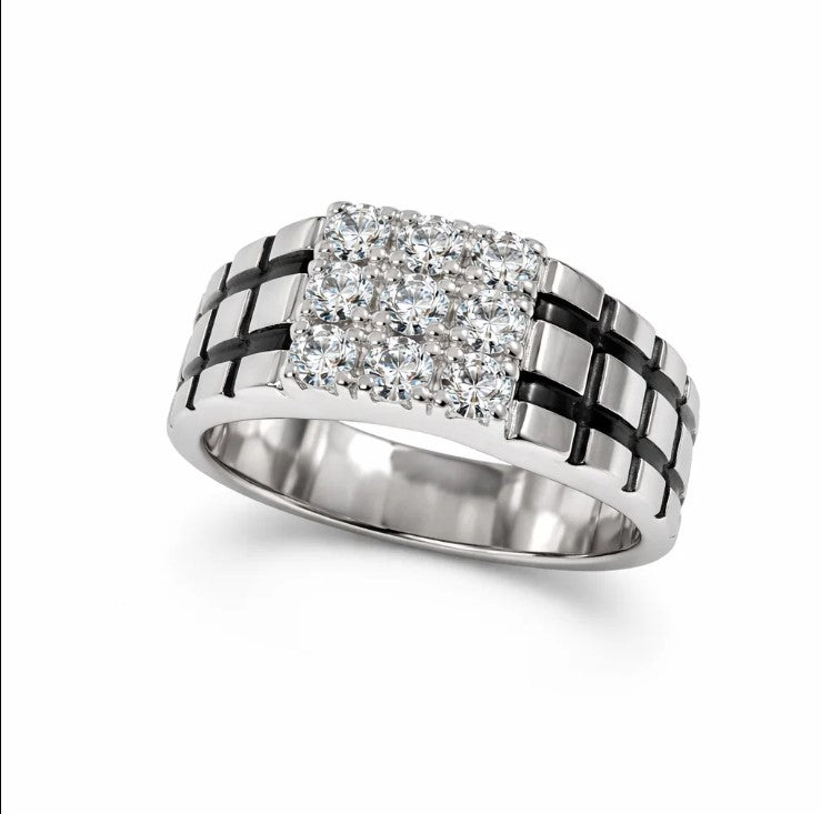 Fawaz Jewellers Royal Cluster Silver Ring – Bold Brilliance & Modern Luxury