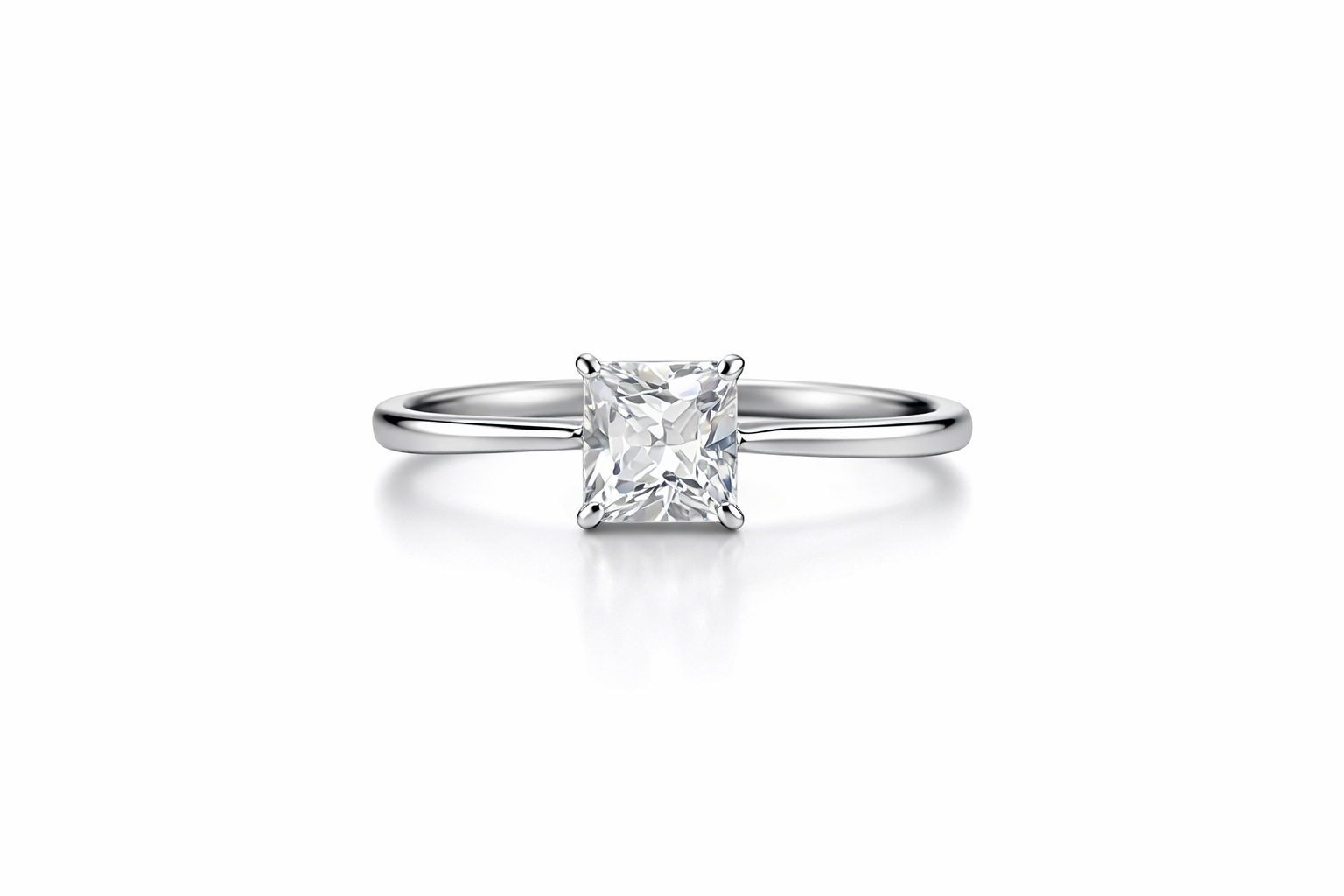 Ladies Princess Cut Solitaire Moissanite Ring in 925 Sterling Silver – Fawaz Jewellers
