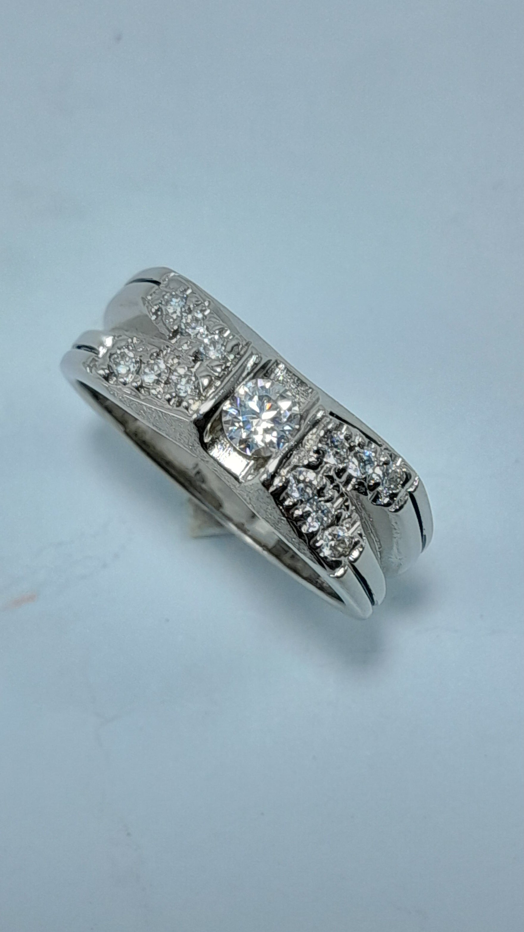 FJ 425 – Premium Silver Multi-Stone Moissanite Band