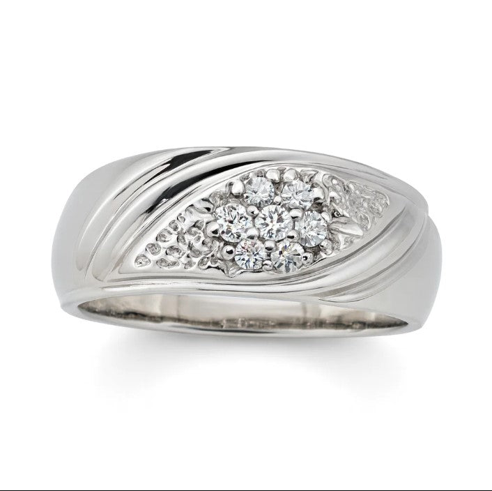 FJ 431 – Silver Floral Cluster Moissanite Band