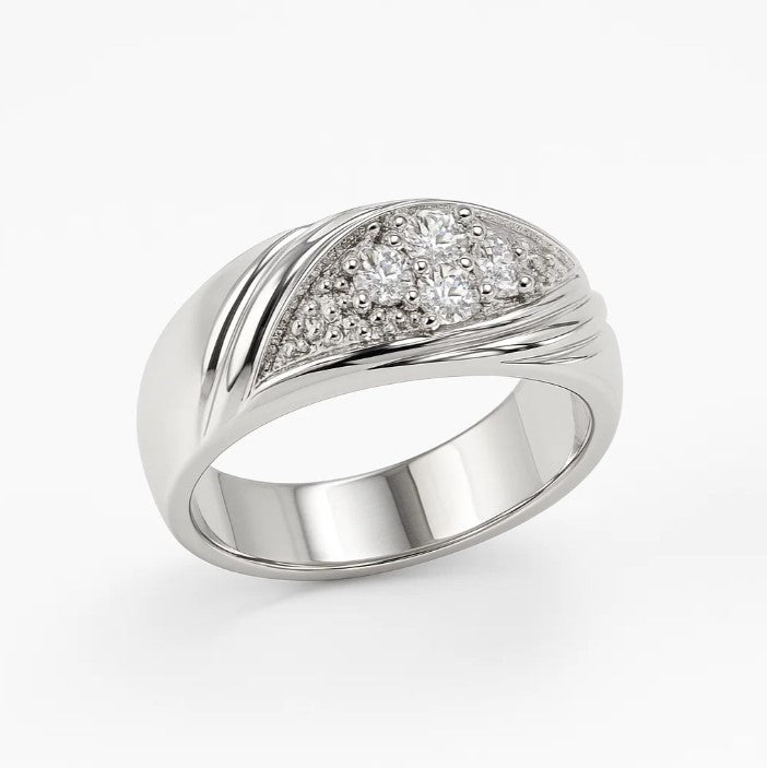 FJ 423 – Palladium Floral Cluster Diamond Band