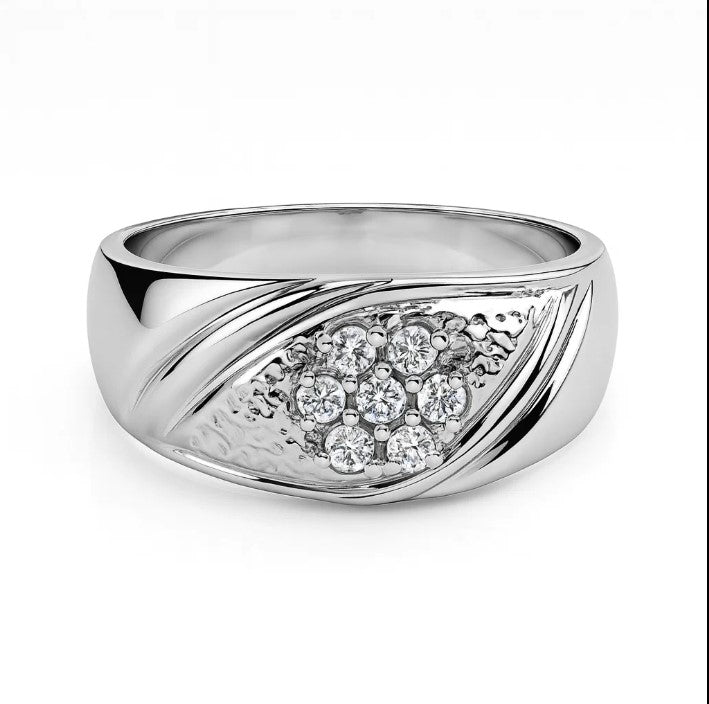 FJ 431 – Silver Floral Cluster Moissanite Band
