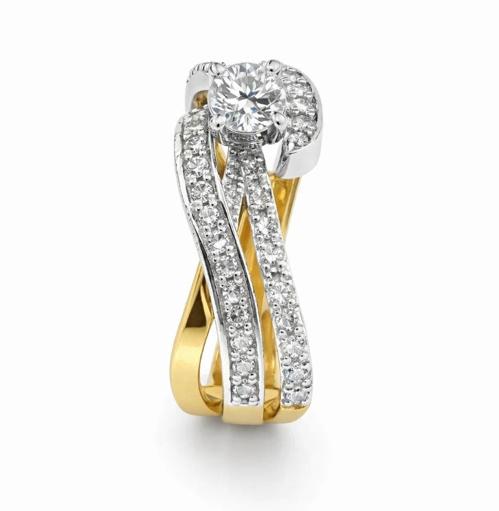 💎 FJ 21K Dual-Band Diamond Ring — Elegance in Every Sparkle 💍