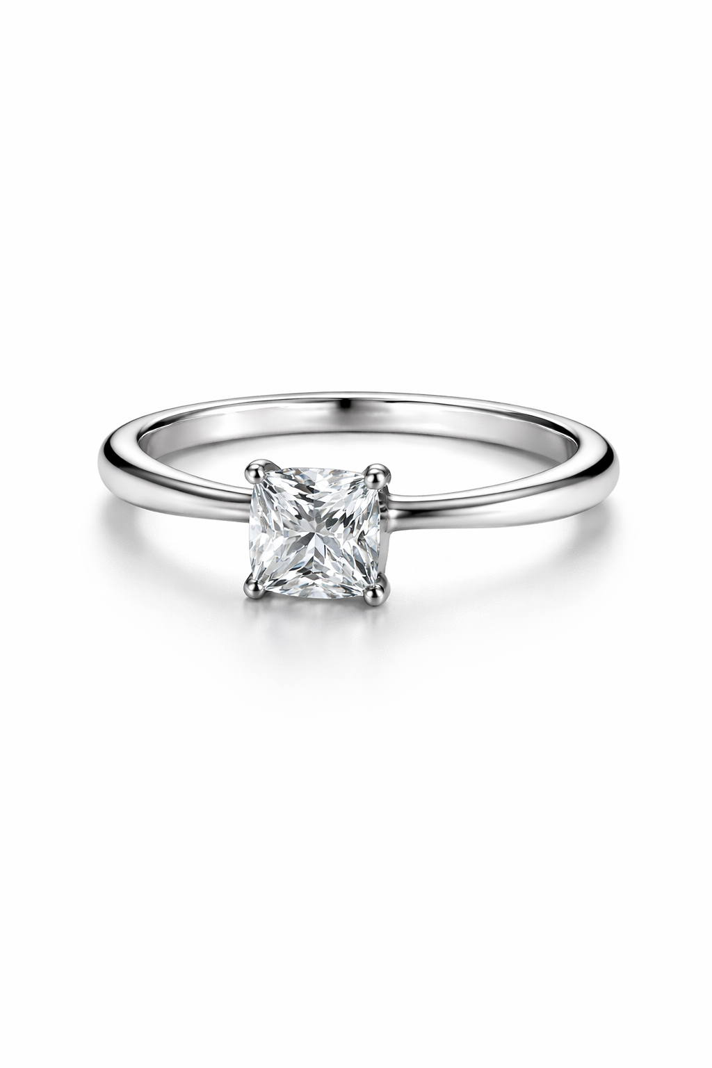 Ladies Princess Cut Solitaire Moissanite Ring in 925 Sterling Silver – Fawaz Jewellers