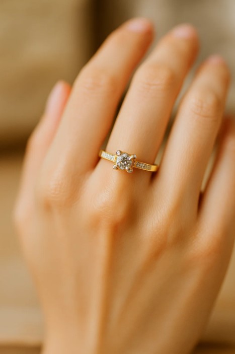 FJ Certified Solitaire with Side Stones