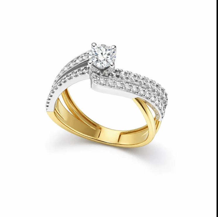 💎 FJ 21K Dual-Band Diamond Ring — Elegance in Every Sparkle 💍