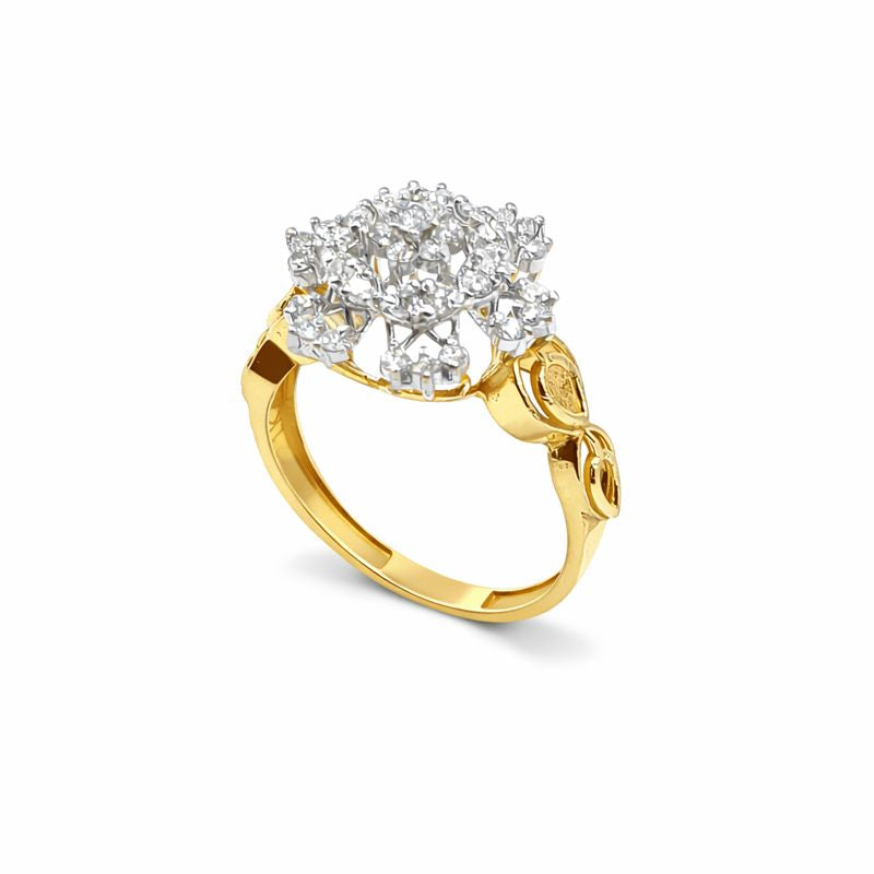 Fawaz Jewellers – VVS1 Diamond Cluster | 21K Yellow Gold | Royal Floral Design