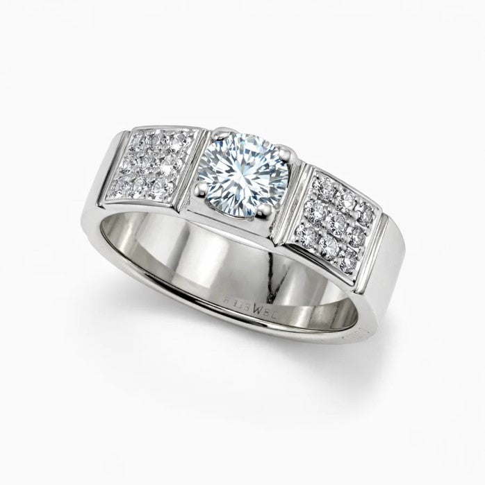 Fawaz Jewellers Luxury Three-Stone Diamond Style Ring – Elegant Silver Finish