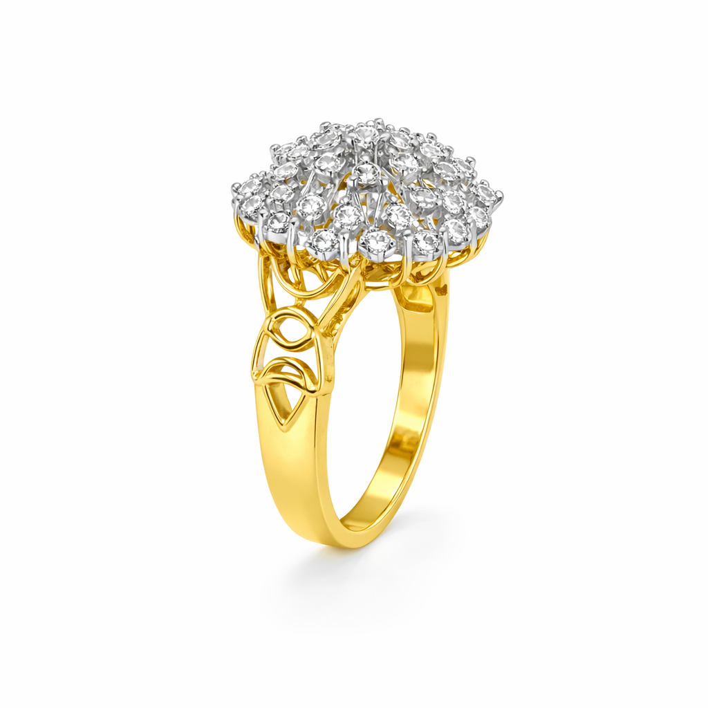 ✨ FJ 21K Diamond Cluster Ring — Luxury Sparkle in Every Glance 💎