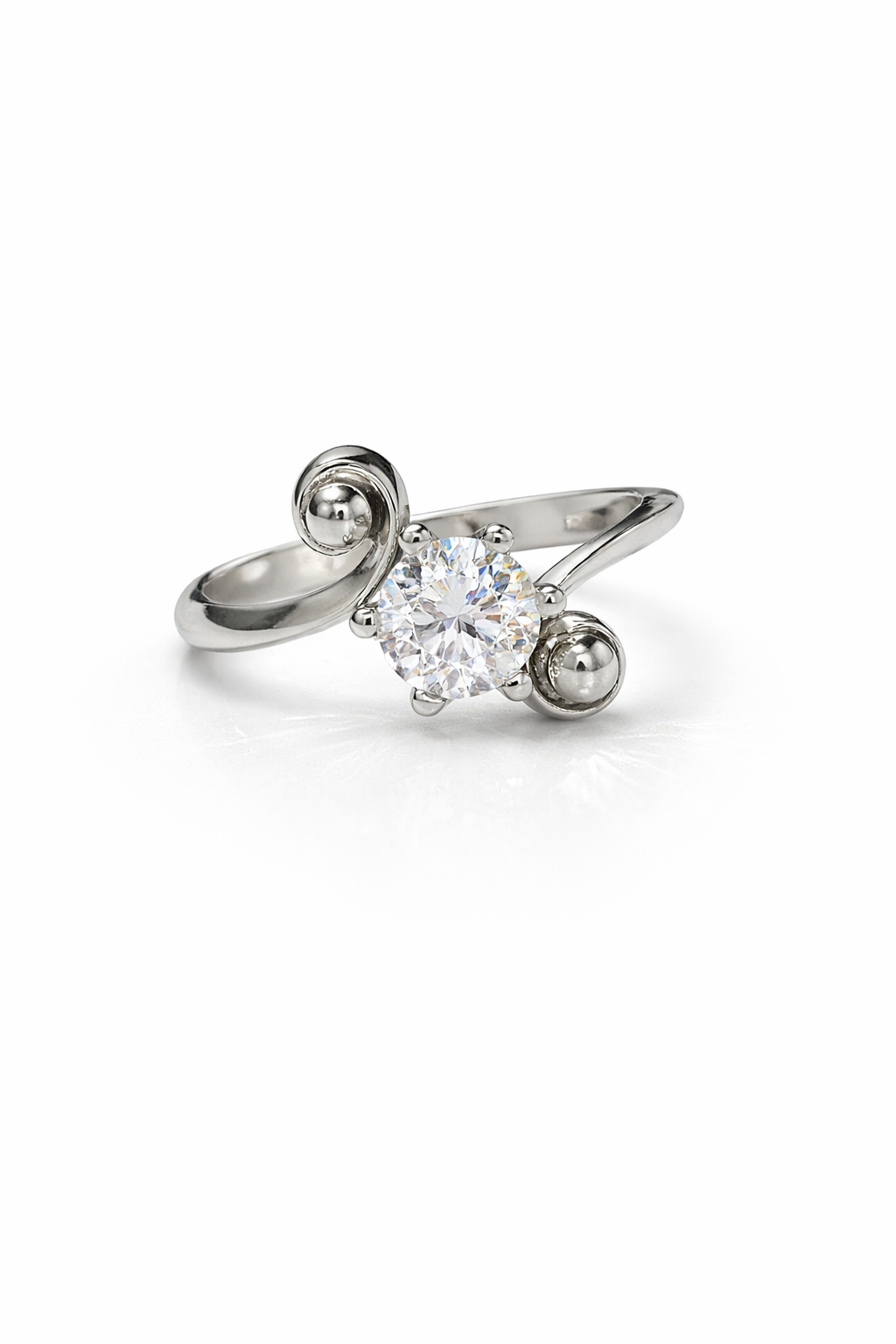 1.00 Carat Modern Swirl Moissanite Ring – 925 Sterling Silver | Fawaz Jewellers