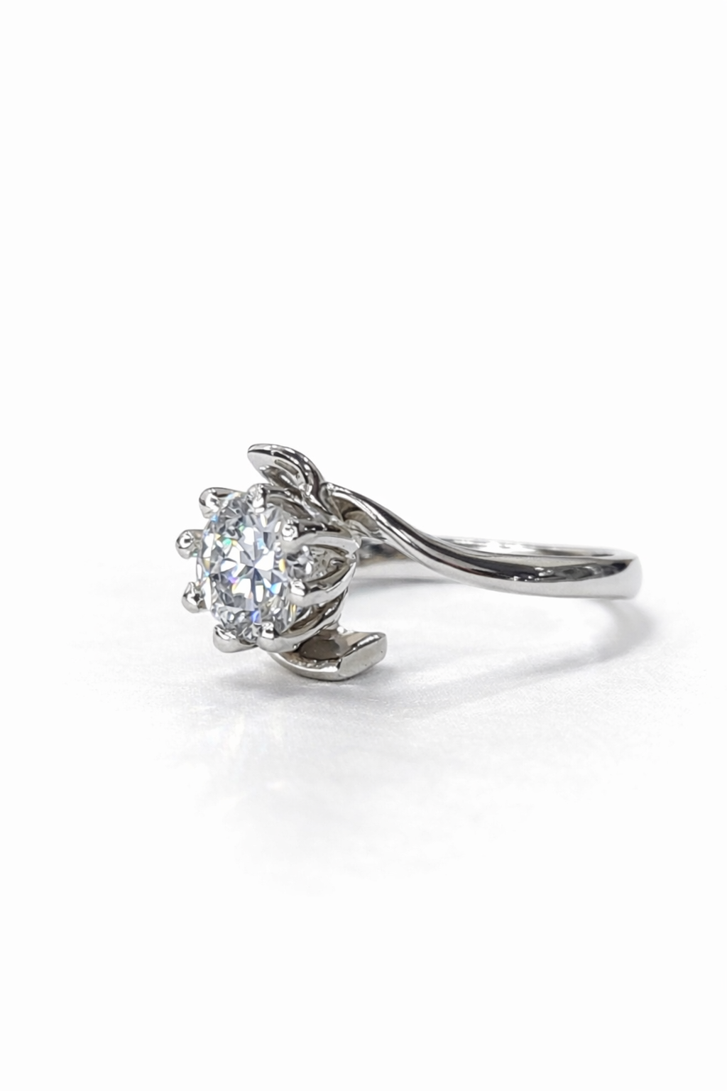 1.00 Carat Modern Swirl Moissanite Ring – 925 Sterling Silver | Fawaz Jewellers