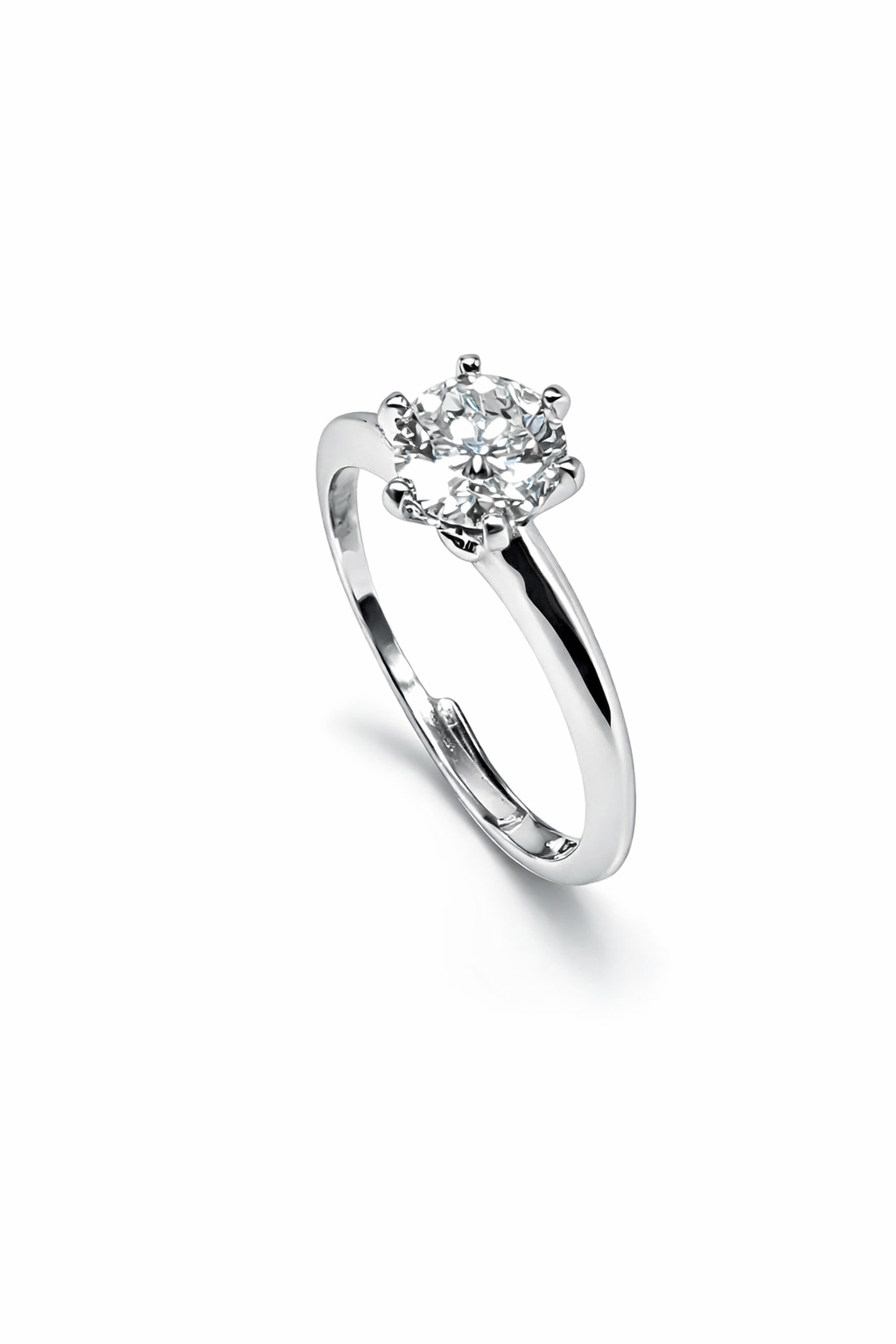 Ladies Round Cut Solitaire Moissanite Ring in 925 Sterling Silver – Fawaz Jewellers