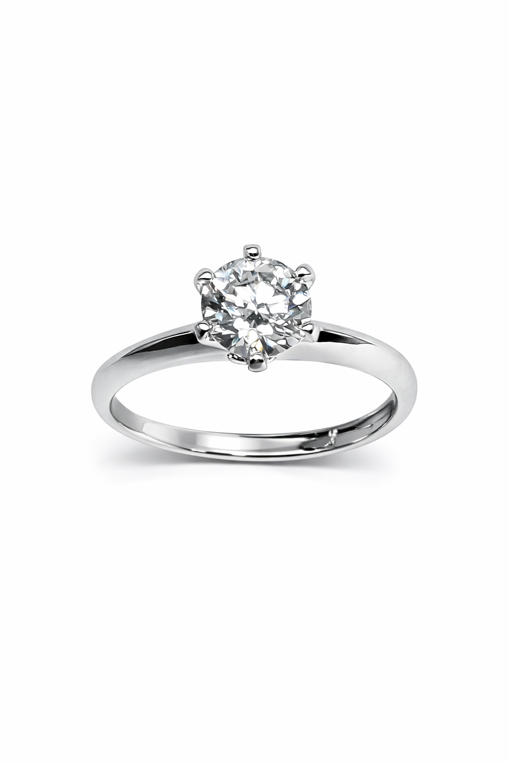 Ladies Round Cut Solitaire Moissanite Ring in 925 Sterling Silver – Fawaz Jewellers