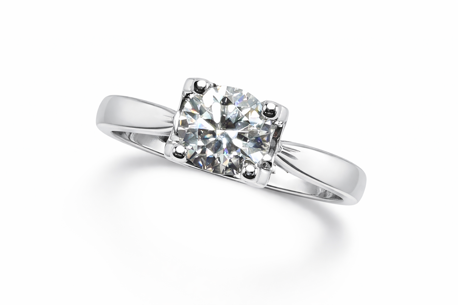 Ladies Round Cut Solitaire Moissanite Ring in 925 Sterling Silver – Fawaz Jewellers
