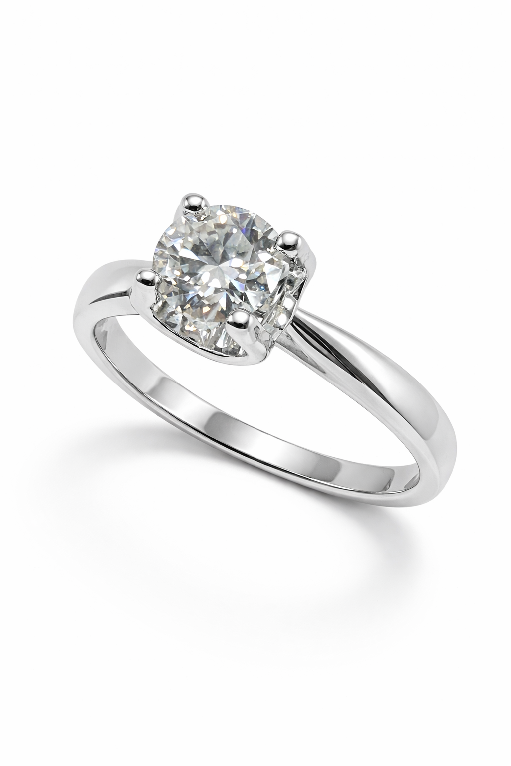 Ladies Round Cut Solitaire Moissanite Ring in 925 Sterling Silver – Fawaz Jewellers