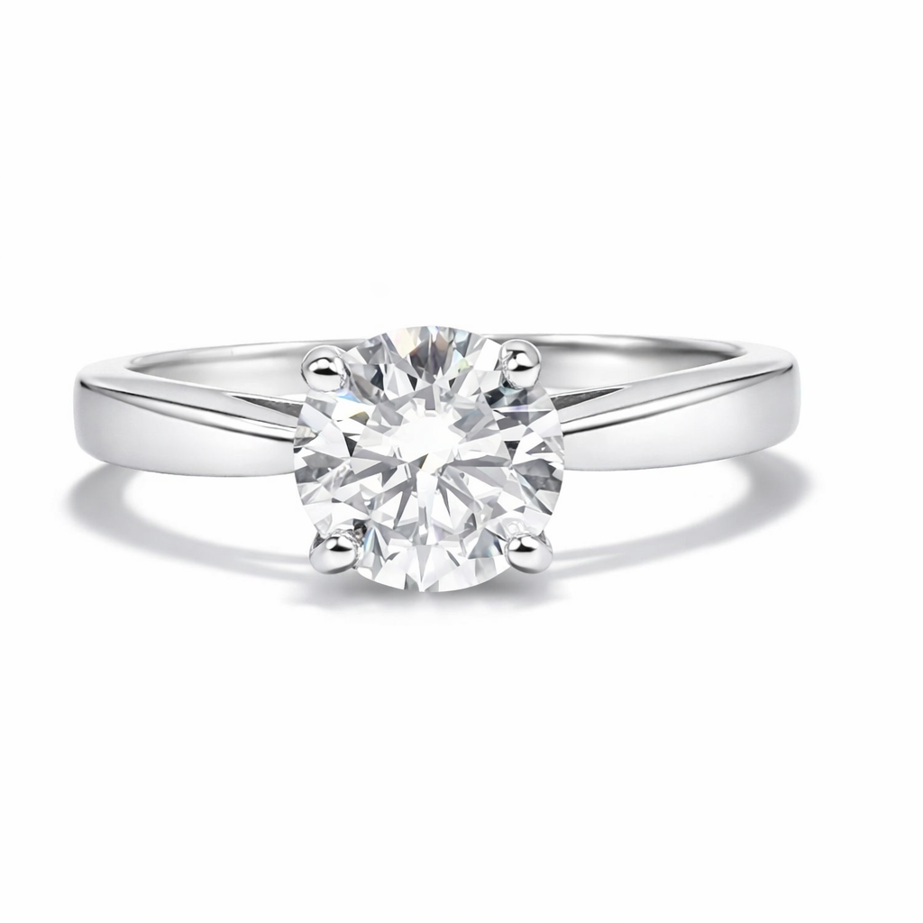 Ladies Round Cut Solitaire Moissanite Ring in 925 Sterling Silver – Fawaz Jewellers