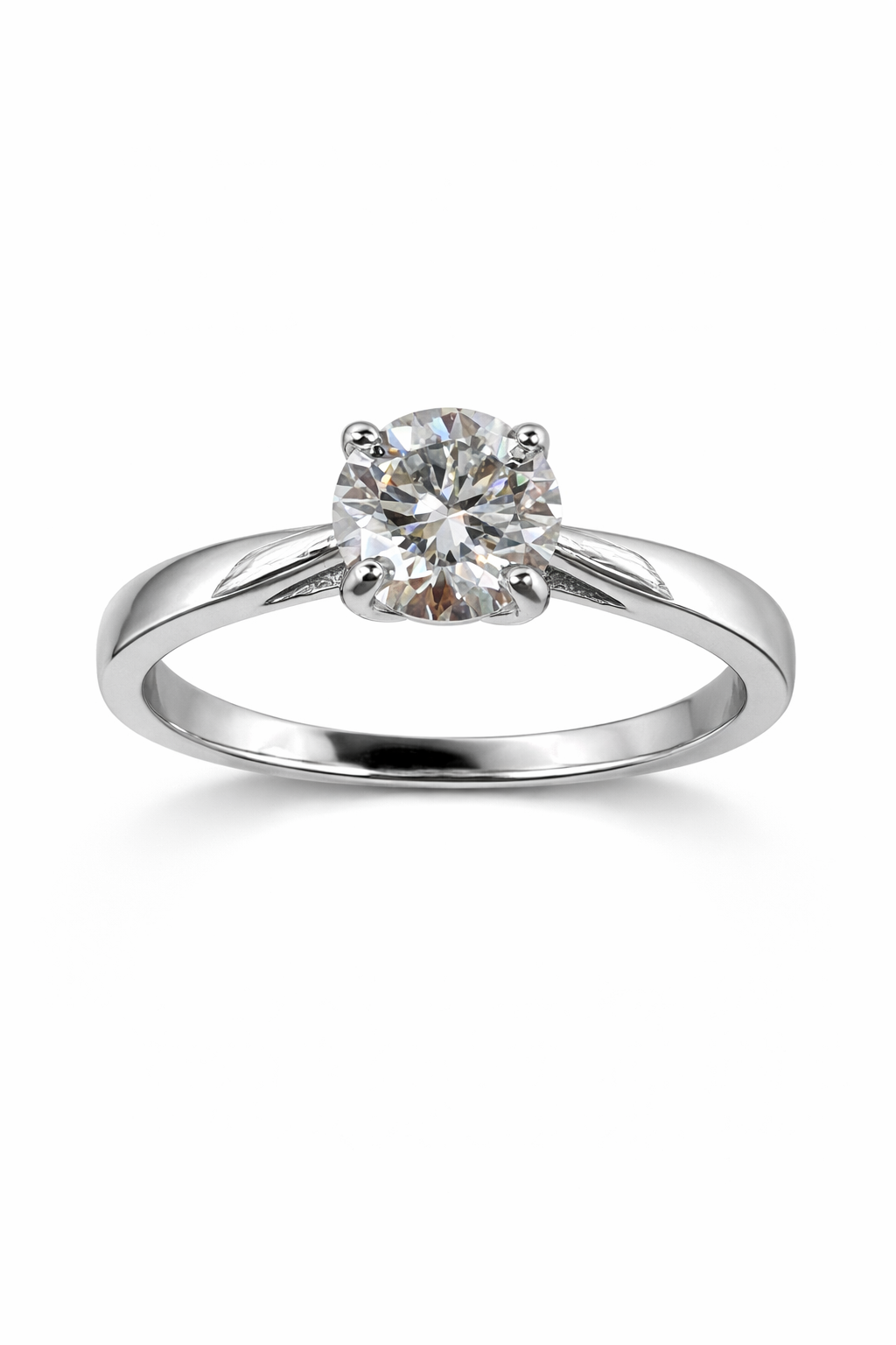 Ladies Round Cut Solitaire Moissanite Ring in 925 Sterling Silver – Fawaz Jewellers