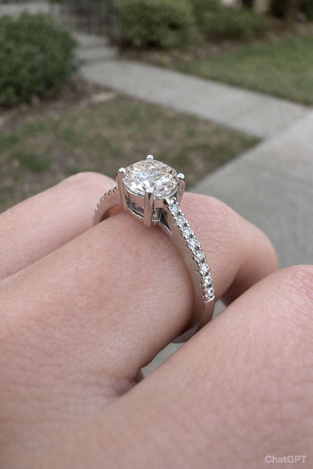 Ladies Classic Moissanite Solitaire Ring with Pavé Shoulders in 925 Sterling Silver – Fawaz Jewellers