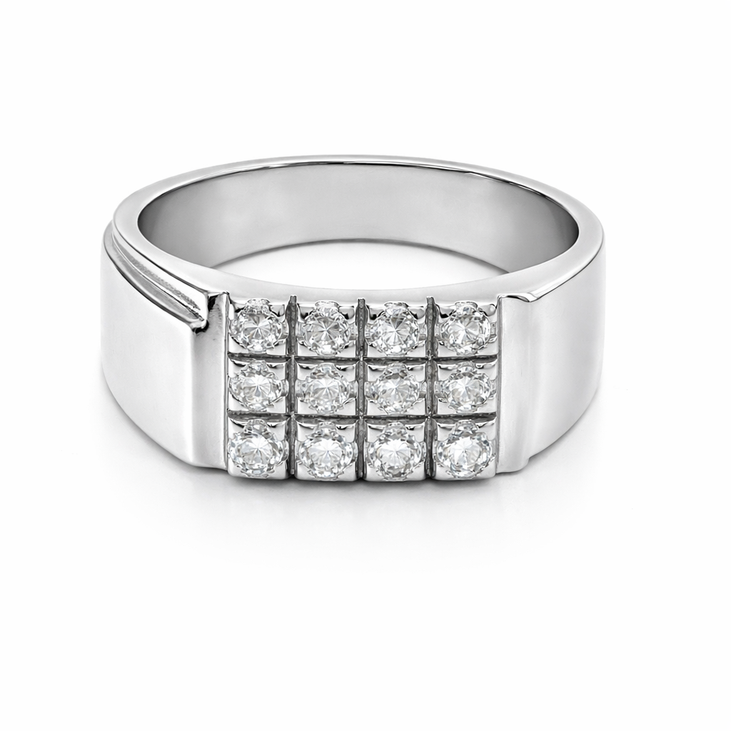 Fawaz Jewellers Elegant Cluster Diamond Style Ring – Premium Silver Finish (Copy)
