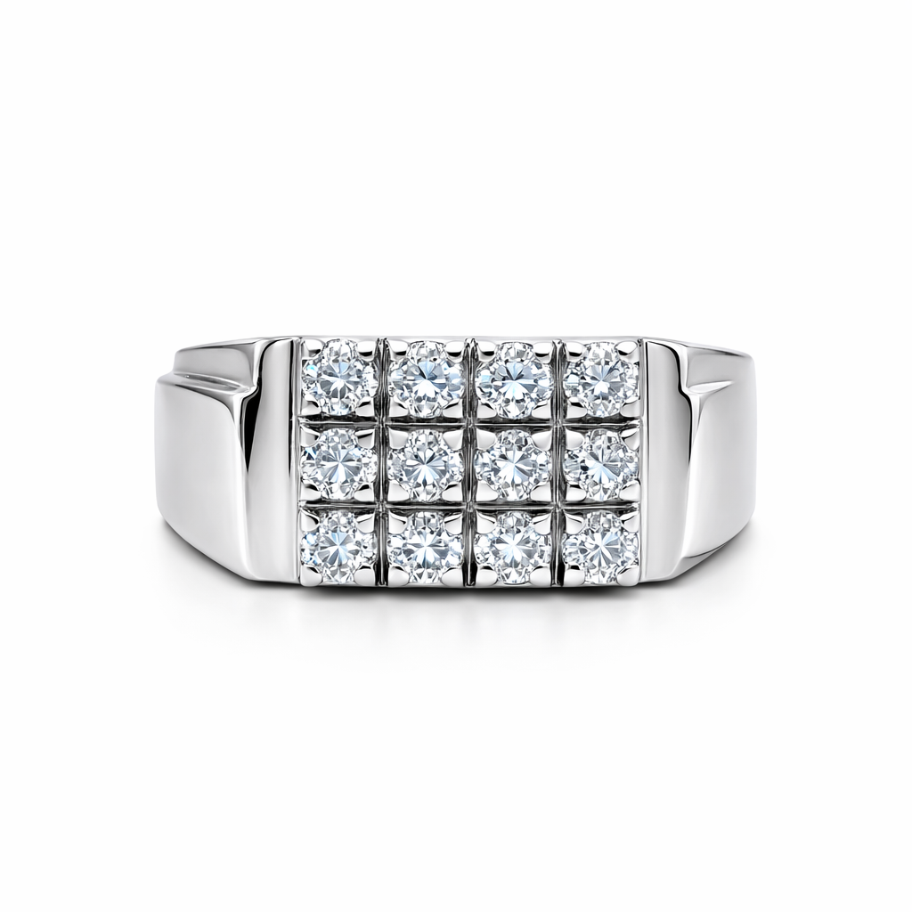 Fawaz Jewellers Elegant Cluster Diamond Style Ring – Premium Silver Finish (Copy)