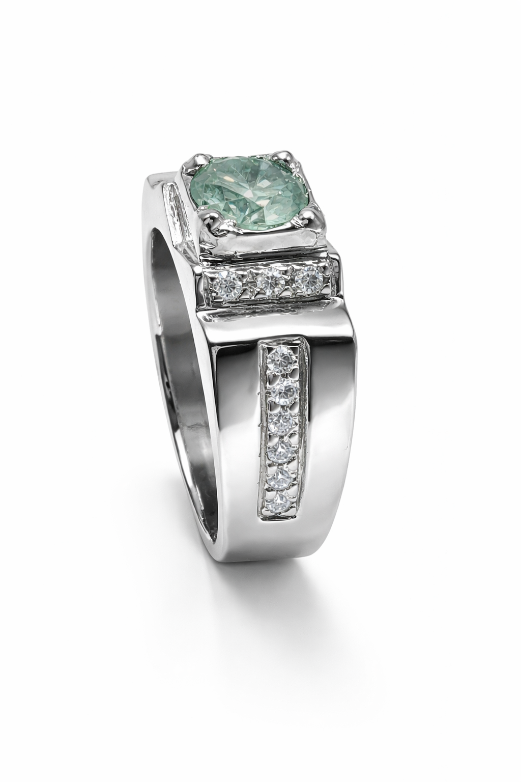 Fawaz Jewellers Ocean Radiance Silver Ring – Bold Elegance with a Striking Blue Center Stone