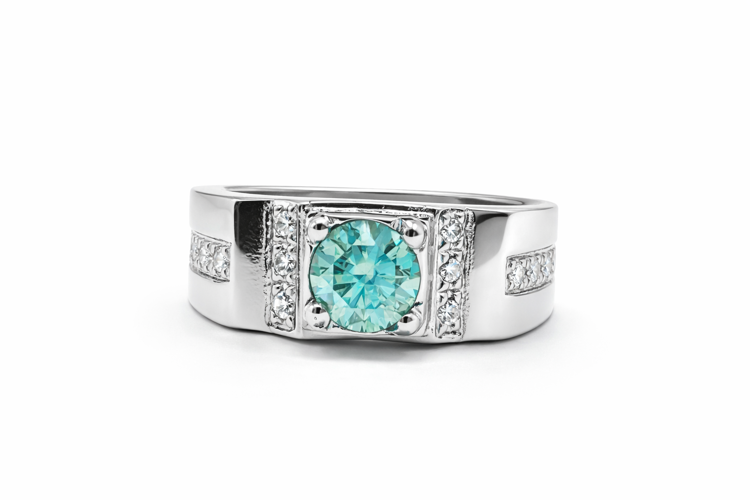Fawaz Jewellers Ocean Radiance Silver Ring – Bold Elegance with a Striking Blue Center Stone