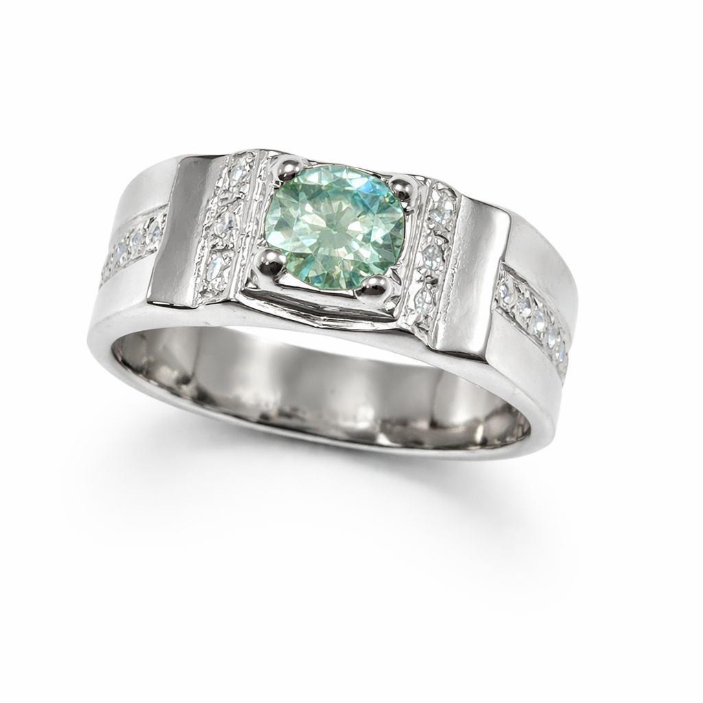 Fawaz Jewellers Ocean Radiance Silver Ring – Bold Elegance with a Striking Blue Center Stone