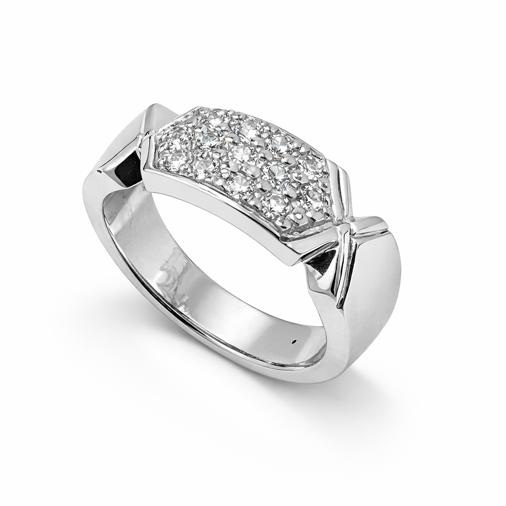 Fawaz Jewellers Imperial Cluster Silver Ring – Bold Brilliance & Modern Prestige