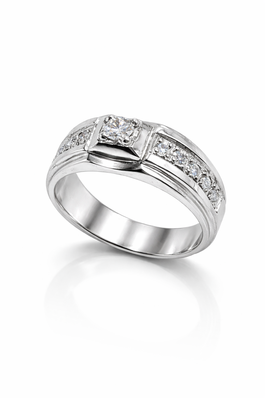 Fawaz Jewellers Regal Square Silver Ring – Strength, Sparkle & Timeless Style