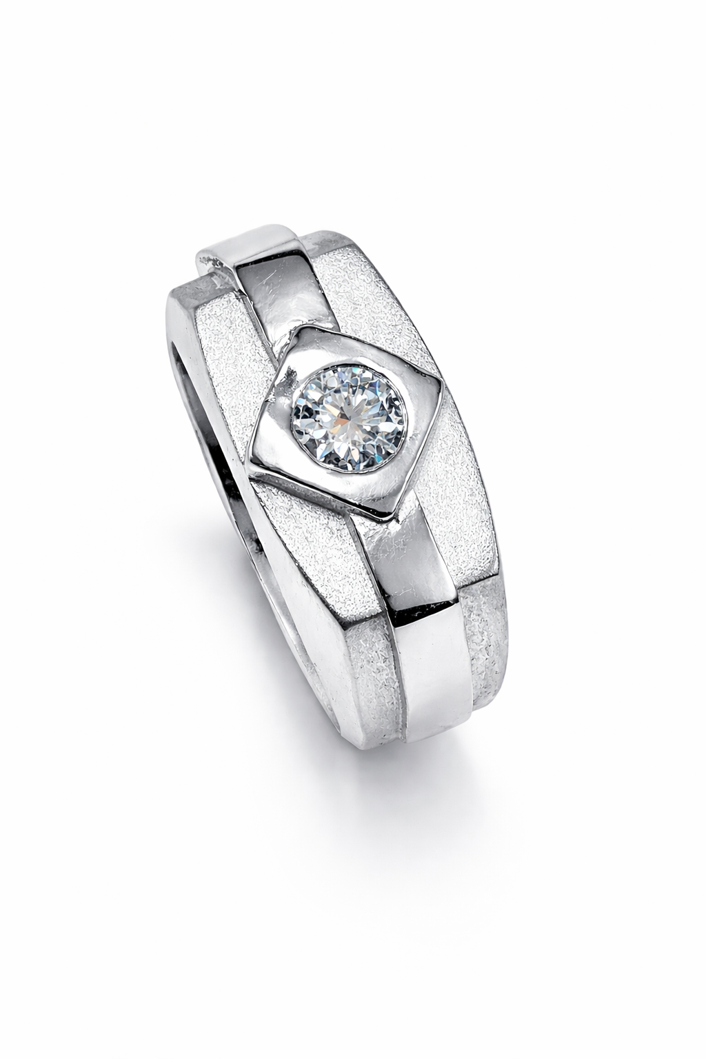 Fawaz Jewellers Prestige Diamond Silver Ring – Modern Strength & Refined Brilliance