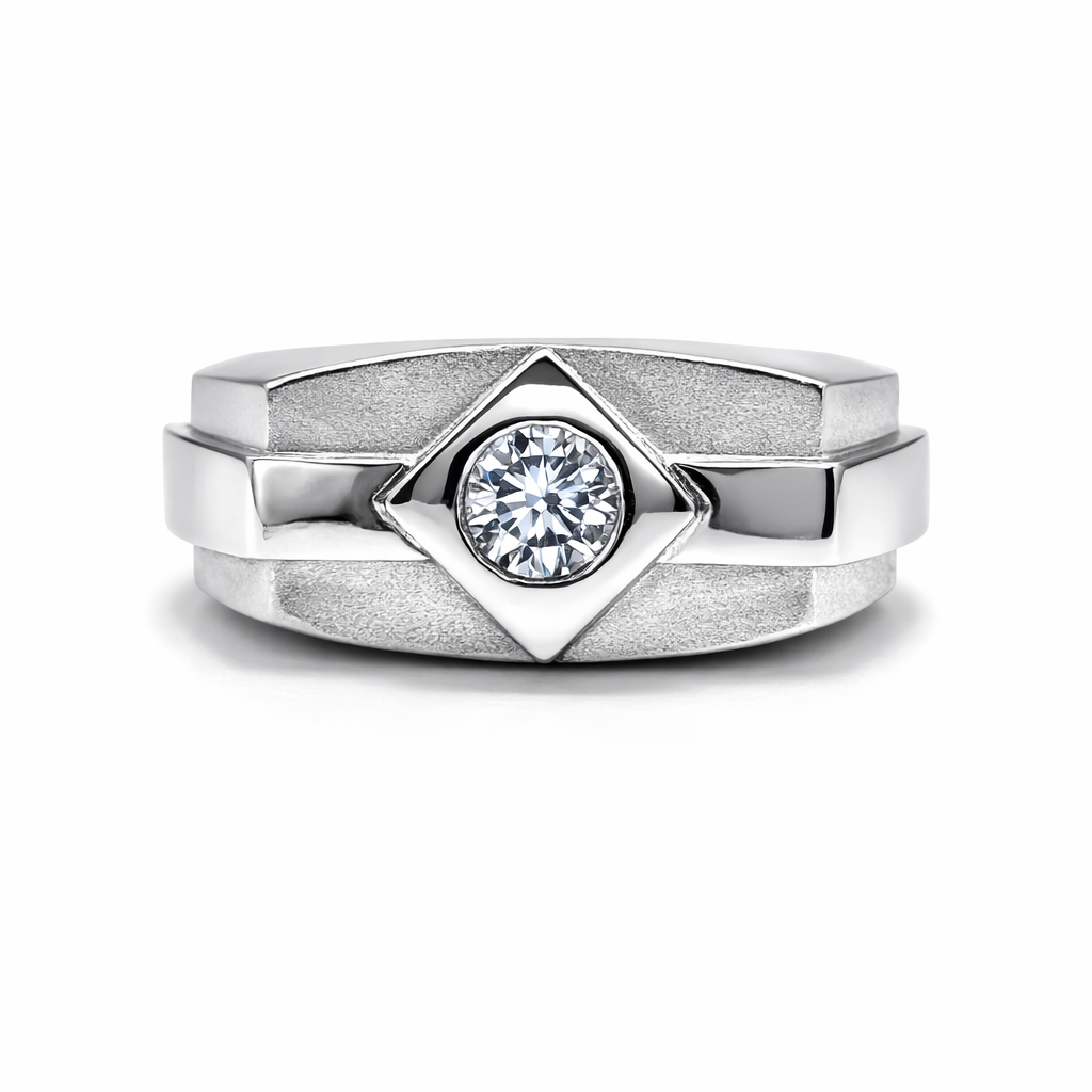 Fawaz Jewellers Prestige Diamond Silver Ring – Modern Strength & Refined Brilliance