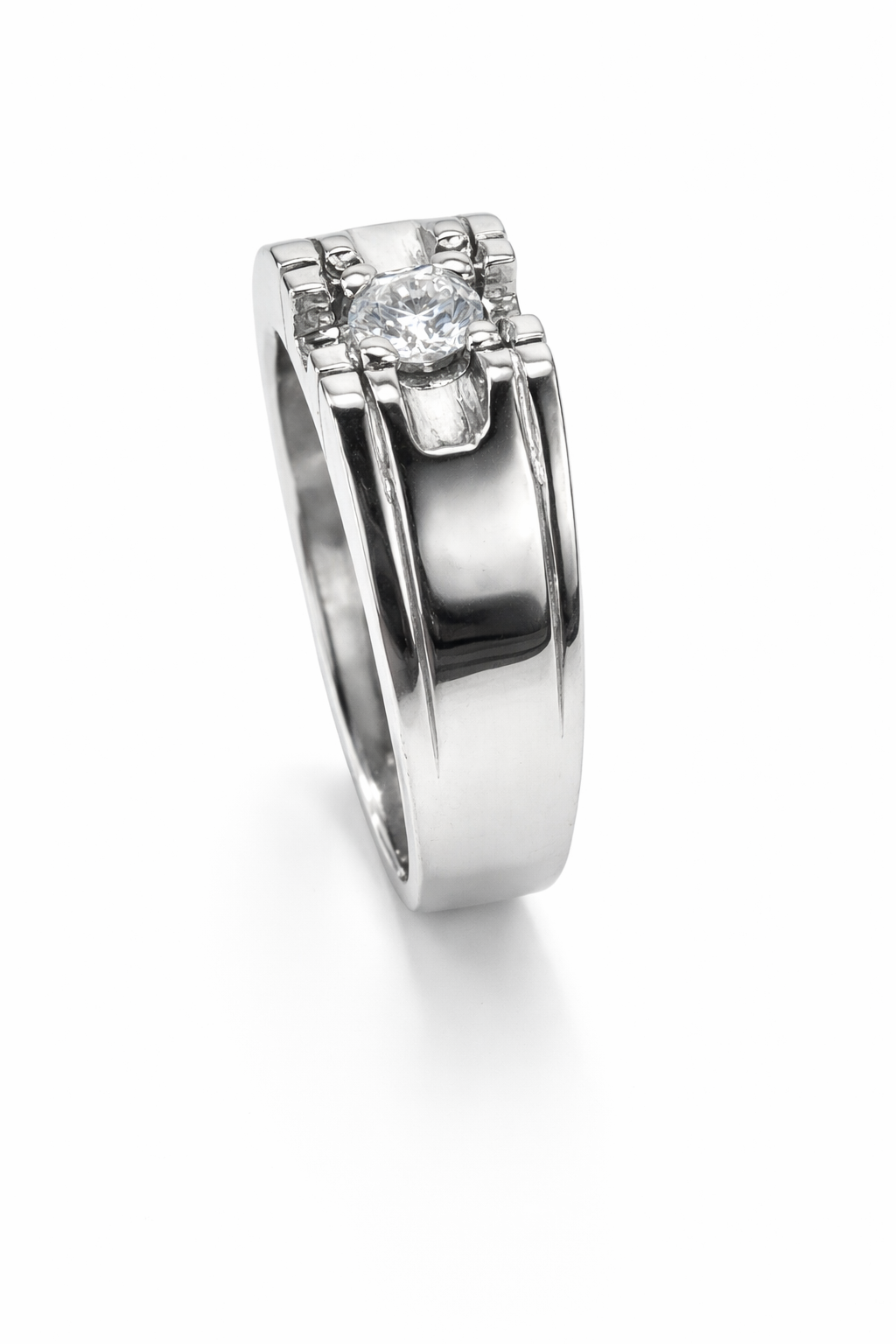 Fawaz Jewellers Certified Moissanite Silver Band – Modern Statement Ring with Brilliant Sparkle