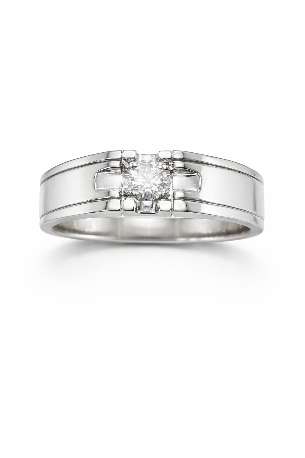 Fawaz Jewellers Certified Moissanite Silver Band – Modern Statement Ring with Brilliant Sparkle