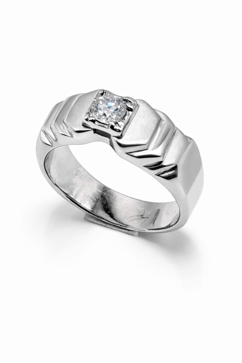 Fawaz Jewellers Certified Moissanite Silver Band – Bold Textured Statement Ring