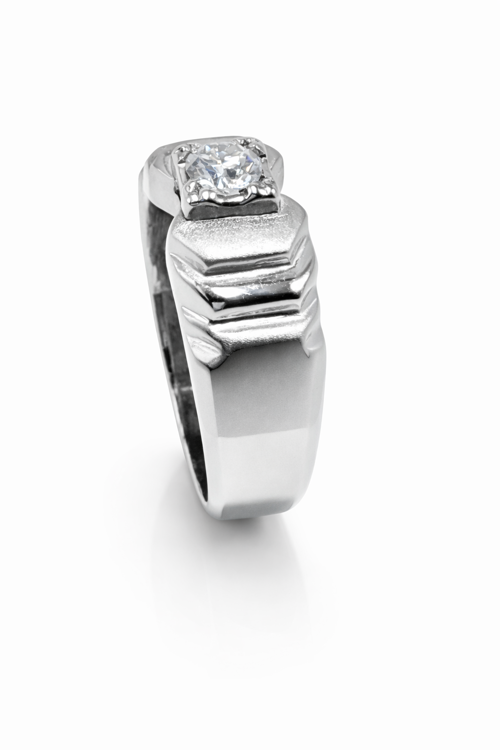 Fawaz Jewellers Certified Moissanite Silver Band – Bold Textured Statement Ring