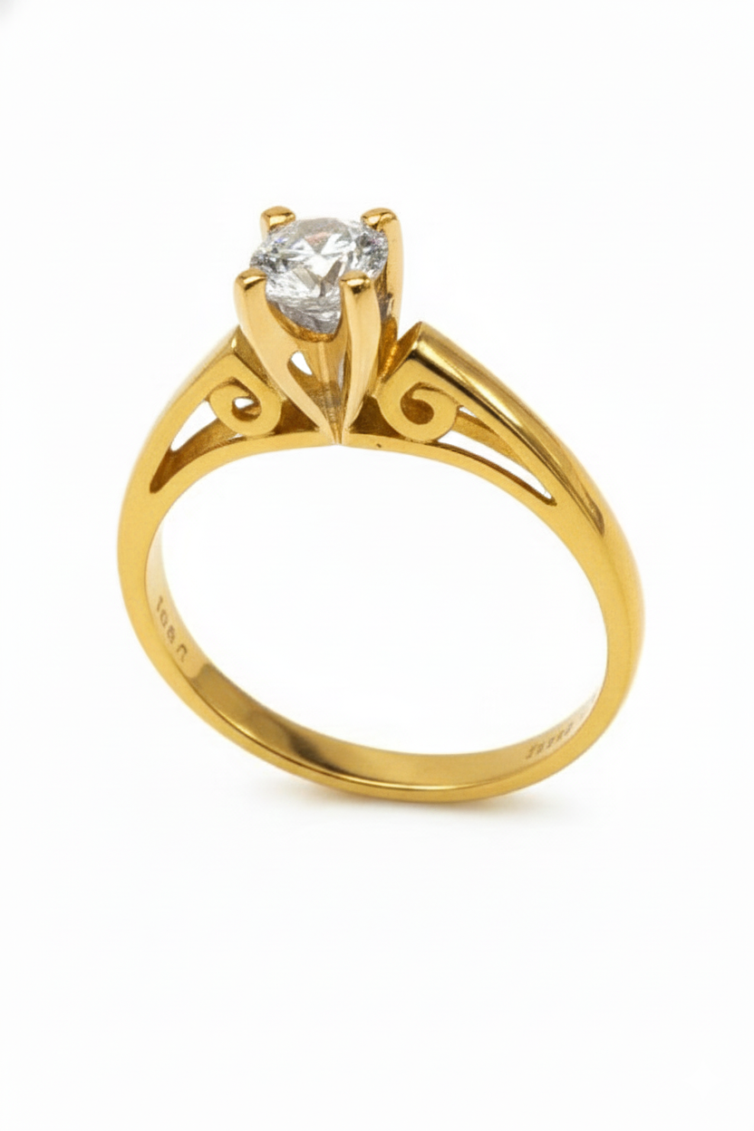 Fawaz Jewellers – Certified Round Diamond Solitaire | 21K Gold | Timeless Luxury