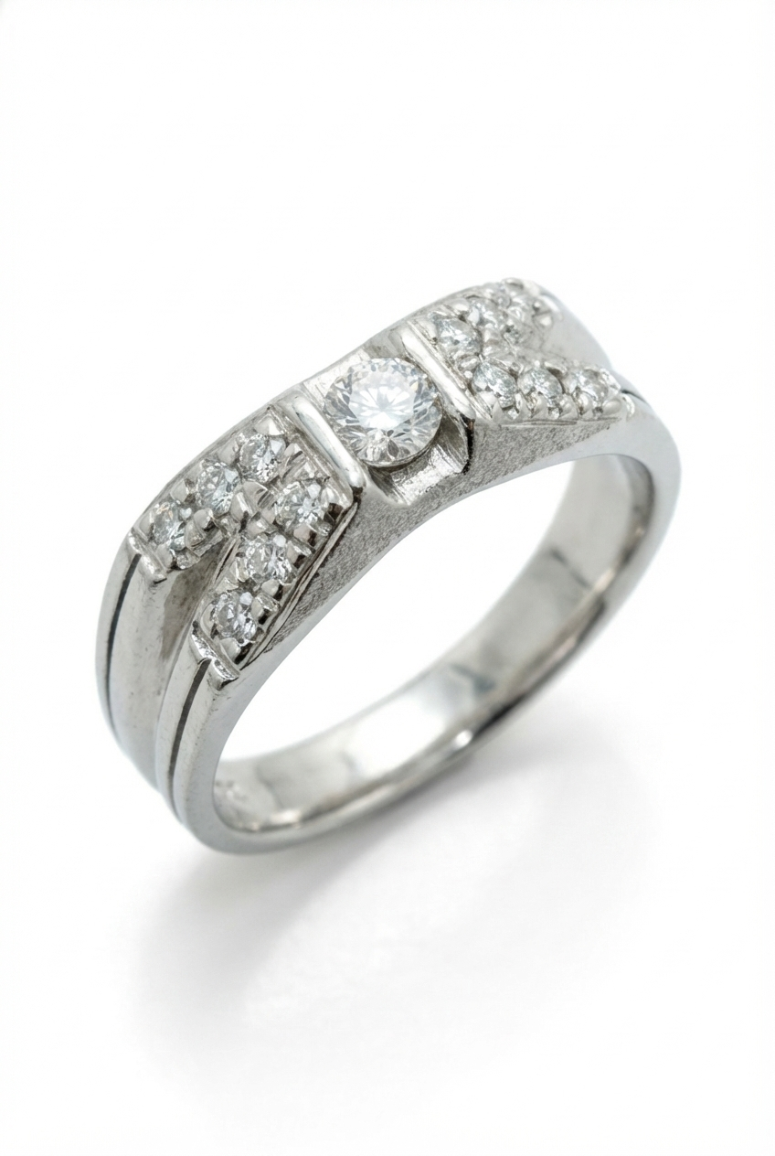 FJ 425 – Premium Silver Multi-Stone Moissanite Band