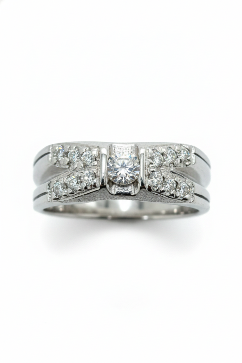 FJ 425 – Premium Silver Multi-Stone Moissanite Band