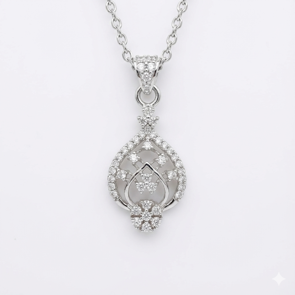 FJ 958 Timeless Sparkle Sterling Silver Necklace Set