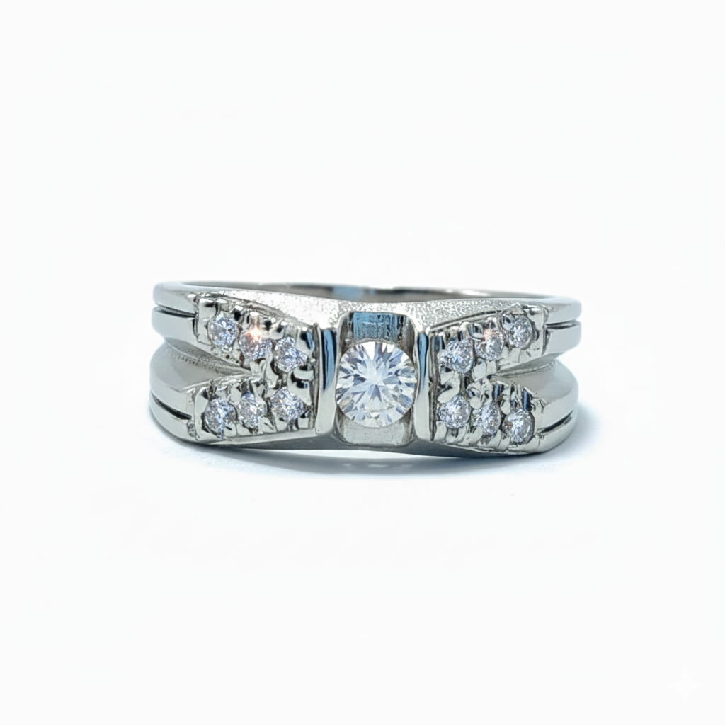 FJ 425 – Premium Silver Multi-Stone Moissanite Band