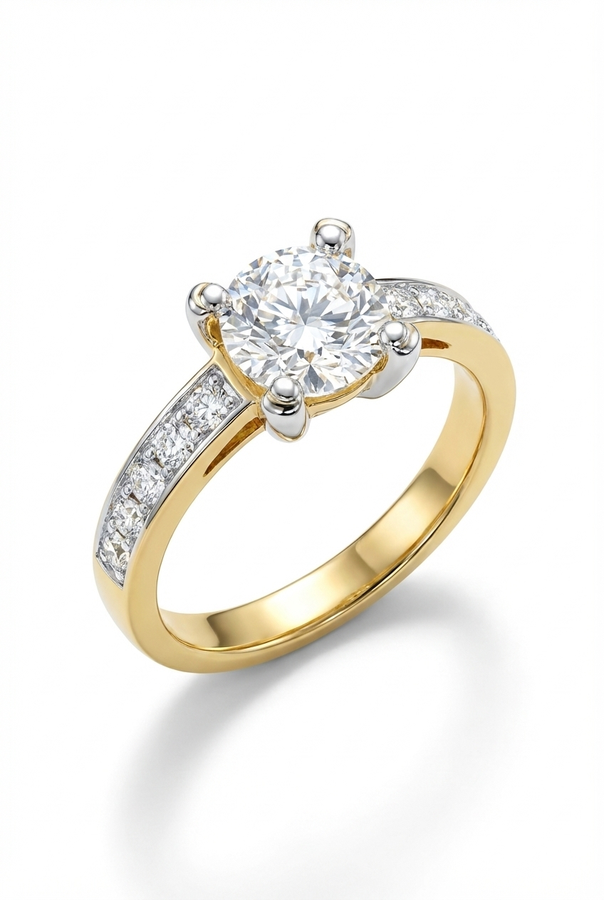 FJ Certified Solitaire with Side Stones