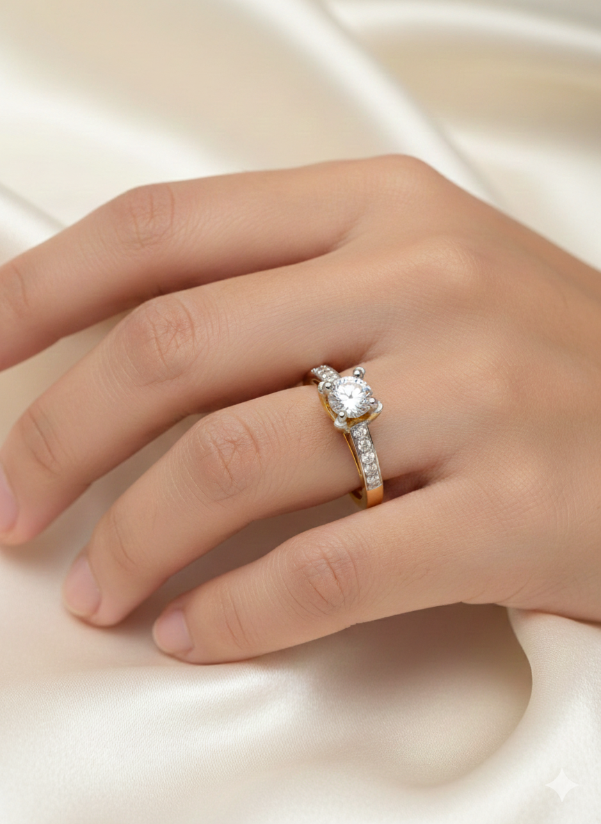 FJ Certified Solitaire with Side Stones