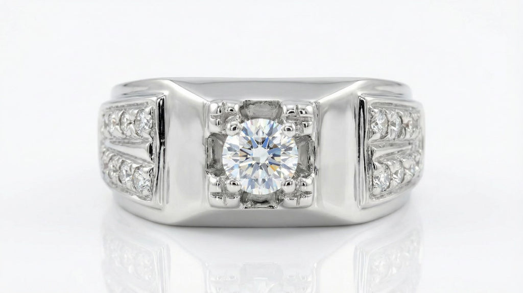 FJ 424 – Classic Silver Moissanite Crown-Set Ring