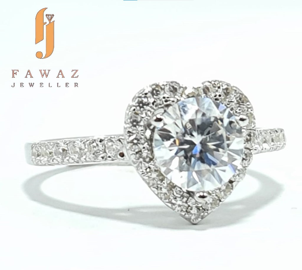 FJ 512 – Heart Halo Sparkle | Certified Moissanite by Fawaz Jewellers
