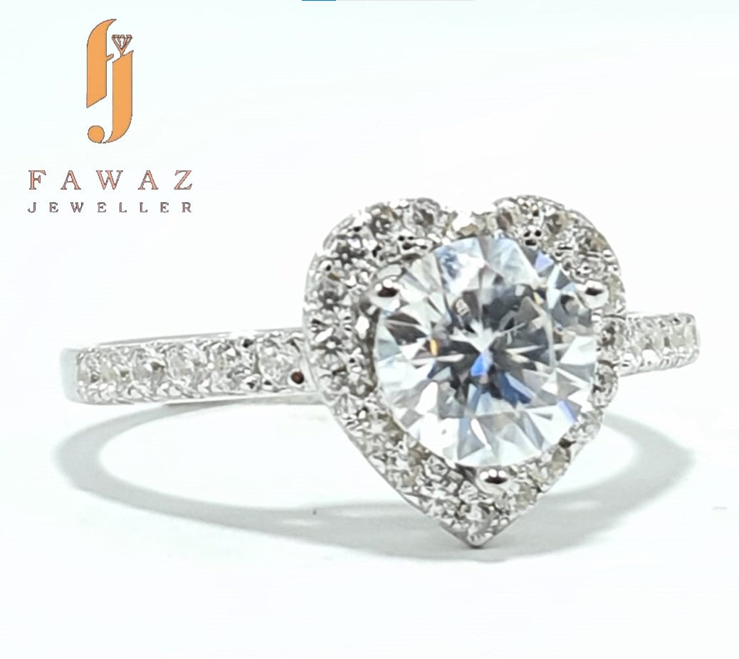 FJ 512 – Heart Halo Sparkle | Certified Moissanite by Fawaz Jewellers