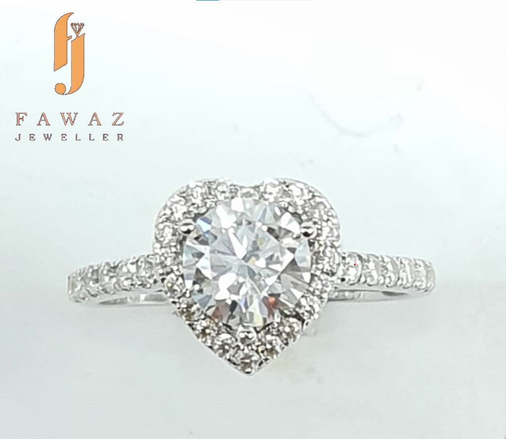 FJ 512 – Heart Halo Sparkle | Certified Moissanite by Fawaz Jewellers